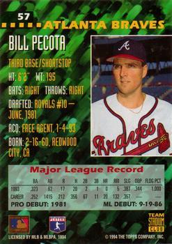 1994 Stadium Club Team - First Day Issue #57 Bill Pecota  Back
