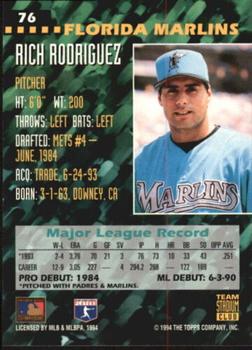 1994 Stadium Club Team - First Day Issue #76 Rich Rodriguez  Back