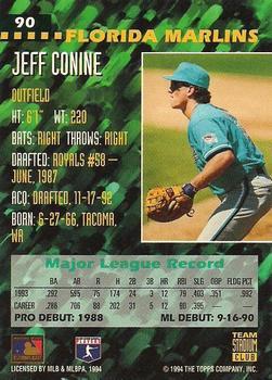 1994 Stadium Club Team - First Day Issue #90 Jeff Conine  Back