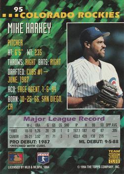 1994 Stadium Club Team - First Day Issue #95 Mike Harkey  Back