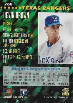 1994 Stadium Club Team - First Day Issue #260 Kevin Brown  Back