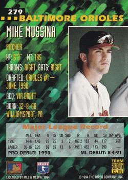 1994 Stadium Club Team - First Day Issue #279 Mike Mussina  Back