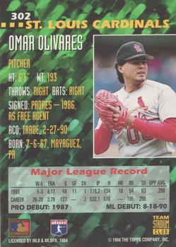 1994 Stadium Club Team - First Day Issue #302 Omar Olivares  Back