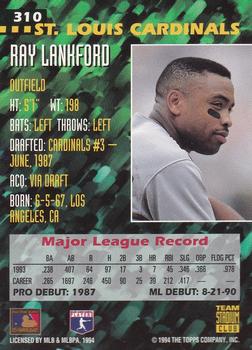 1994 Stadium Club Team - First Day Issue #310 Ray Lankford  Back