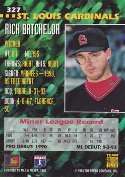 1994 Stadium Club Team - First Day Issue #327 Rich Batchelor  Back
