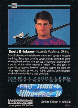 1992 Rembrandt Ultra-Pro Promos #P12 Scott Erickson Back