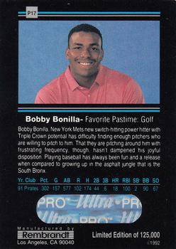 1992 Rembrandt Ultra-Pro Promos #P17 Bobby Bonilla Back