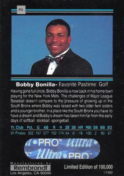 1992 Rembrandt Ultra-Pro Promos #P3 Bobby Bonilla Back