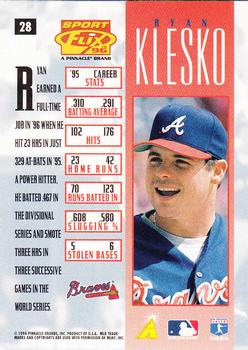 1996 Sportflix #28 Ryan Klesko Back