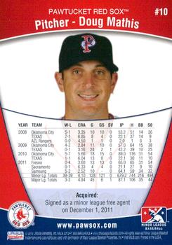 2012 Choice Pawtucket Red Sox #10 Doug Mathis Back