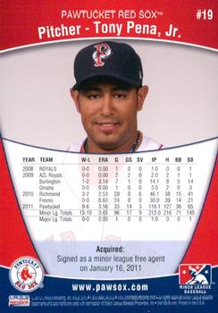 2012 Choice Pawtucket Red Sox #19 Tony Pena, Jr. Back