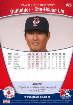 2012 Choice Pawtucket Red Sox #26 Che-Hsuan Lin Back