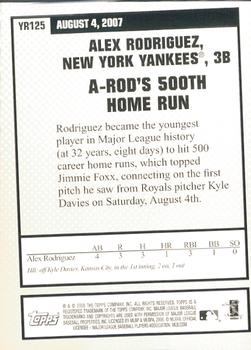 2008 Topps Updates & Highlights - Year in Review #YR125 Alex Rodriguez Back