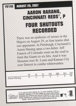 2008 Topps Updates & Highlights - Year in Review #YR148 Aaron Harang Back