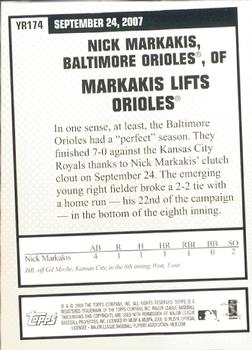 2008 Topps Updates & Highlights - Year in Review #YR174 Nick Markakis Back