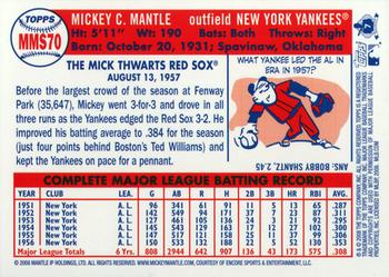 2008 Topps Updates & Highlights - Mickey Mantle Story #MMS70 Mickey Mantle Back