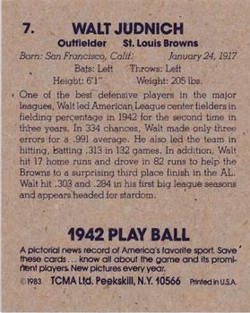 1983 TCMA 1942 Play Ball #7 Walt Judnich Back