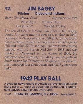 1983 TCMA 1942 Play Ball #12 Jim Bagby Jr. Back