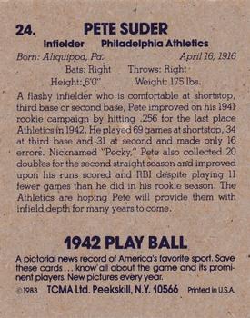 1983 TCMA 1942 Play Ball #24 Pete Suder Back