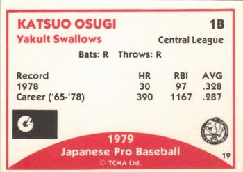 1979 TCMA Japanese Pro Baseball #19 Katsuo Osugi Back