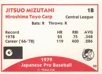 1979 TCMA Japanese Pro Baseball #30 Jitsuo Mizutani Back