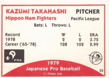 1979 TCMA Japanese Pro Baseball #35 Kazumi Takahashi Back