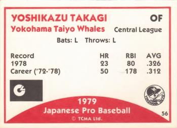 1979 TCMA Japanese Pro Baseball #56 Yoshikazu Takagi Back