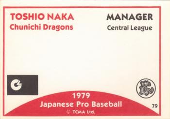 1979 TCMA Japanese Pro Baseball #79 Toshio Naka Back