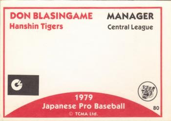 1979 TCMA Japanese Pro Baseball #80 Don Blasingame Back