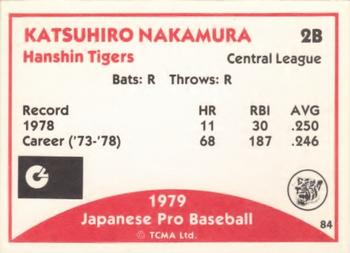 1979 TCMA Japanese Pro Baseball #84 Katsuhiro Nakamura Back