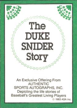 1983 ASA The Duke Snider Story #NNO Duke Snider Back