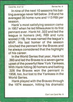 1983 ASA The Hank Aaron Story #8 Hank Aaron Back