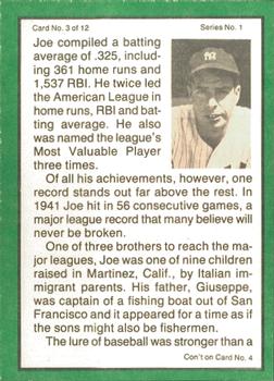 1983 ASA The Joe DiMaggio Story #3 Joe DiMaggio / Joe McCarthy / Jacob Ruppert / Tony Lazzeri / Lou Gehrig Back
