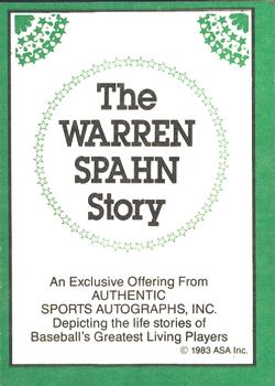 1983 ASA The Warren Spahn Story #1 Warren Spahn Back