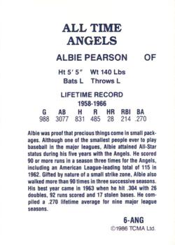 1986 TCMA All-Time California Angels - Color #6-ANG Albie Pearson Back