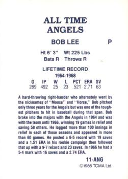 1986 TCMA All-Time California Angels - Color #11-ANG Bob Lee Back