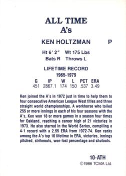 1986 TCMA All-Time Oakland Athletics - Color #10-ATH Ken Holtzman Back