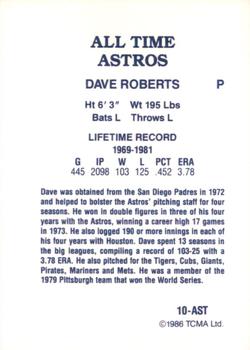 1986 TCMA All-Time Houston Astros #10-AST Dave Roberts Back