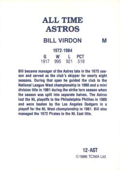 1986 TCMA All-Time Houston Astros #12-AST Bill Virdon Back