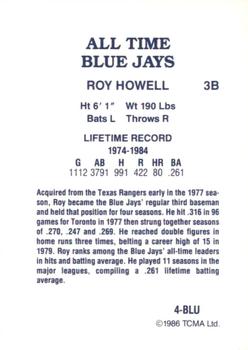 1986 TCMA All-Time Toronto Blue Jays - Color #4-BLU Roy Howell Back