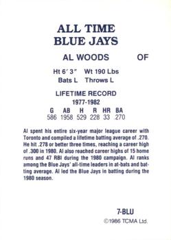 1986 TCMA All-Time Toronto Blue Jays - Color #7-BLU Al Woods Back