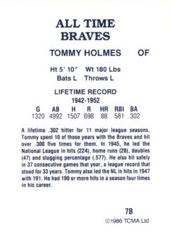 1986 TCMA All-Time Atlanta Braves #7B Tommy Holmes Back