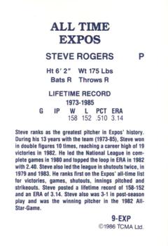 1986 TCMA All-Time Montreal Expos - Color #9-EXP Steve Rogers Back