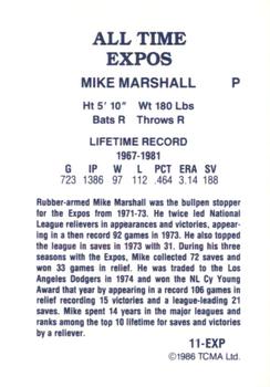 1986 TCMA All-Time Montreal Expos - Color #11-EXP Mike Marshall Back