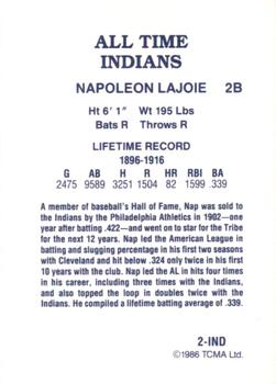 1986 TCMA All-Time Cleveland Indians - Color #2-IND Napoleon Lajoie Back