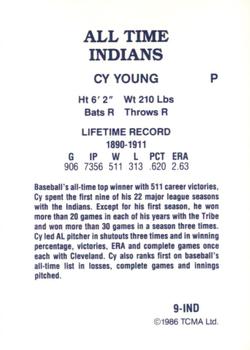 1986 TCMA All-Time Cleveland Indians - Color #9-IND Cy Young Back