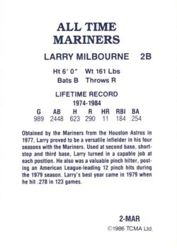 1986 TCMA All-Time Seattle Mariners - Color #2-MAR Larry Milbourne Back