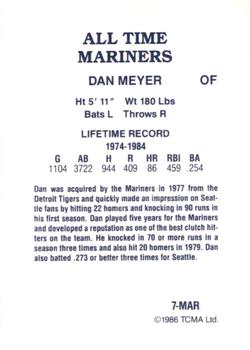 1986 TCMA All-Time Seattle Mariners - Color #7-MAR Dan Meyer Back