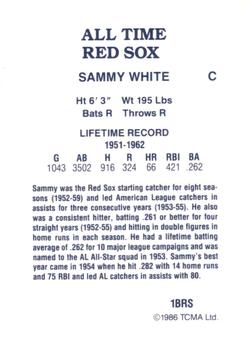 1986 TCMA All-Time Boston Red Sox #1BRS Sammy White Back