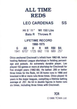 1986 TCMA All-Time Cincinnati Reds #7CR Leo Cardenas Back